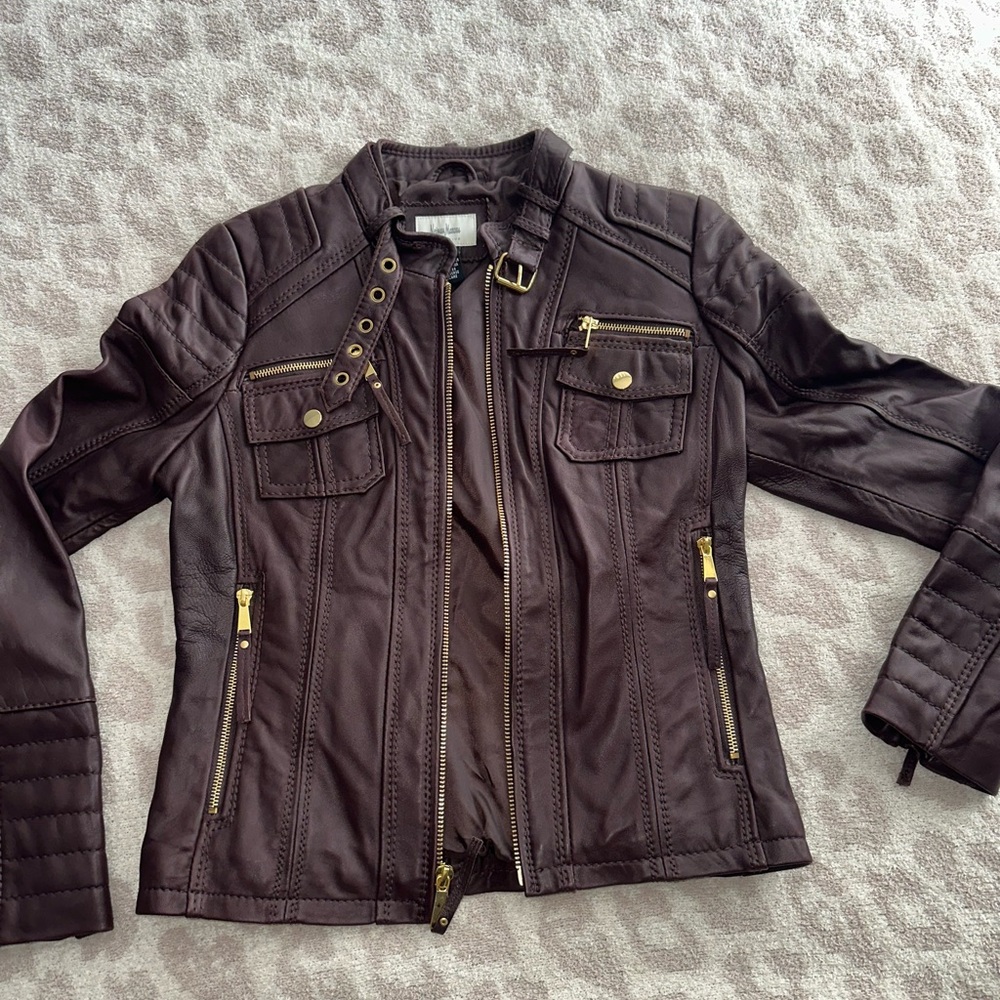 Neiman Marcus Dark Brown Leather Jacket